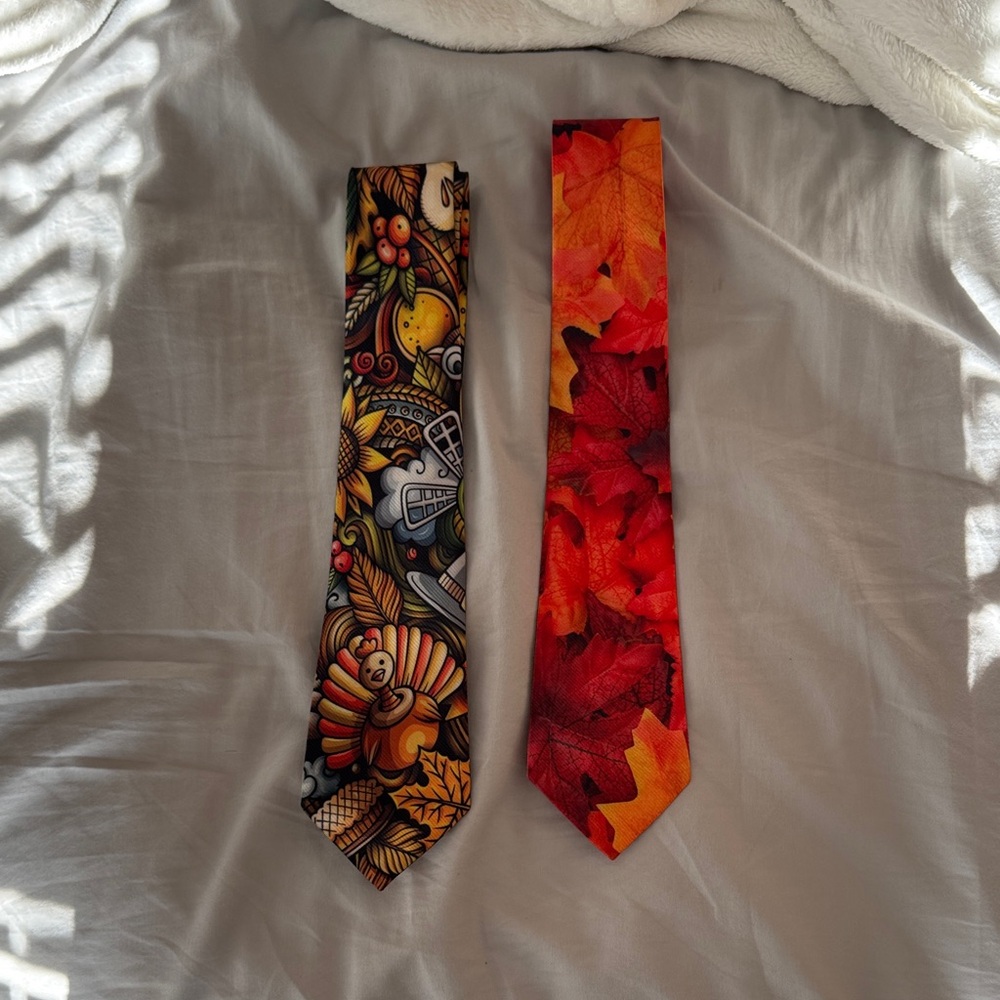 Autumn Leaves and Thanksgiving Patterned Neck Ties